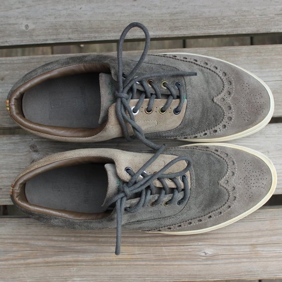 Paul Smith Sneaker Gray Tan Olive Suede Wingtip - Picture 11 of 16